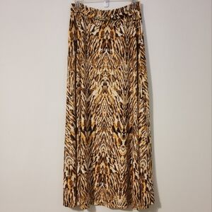 Elegant Brown and Orange Long Maxi Skirt - Multicolors